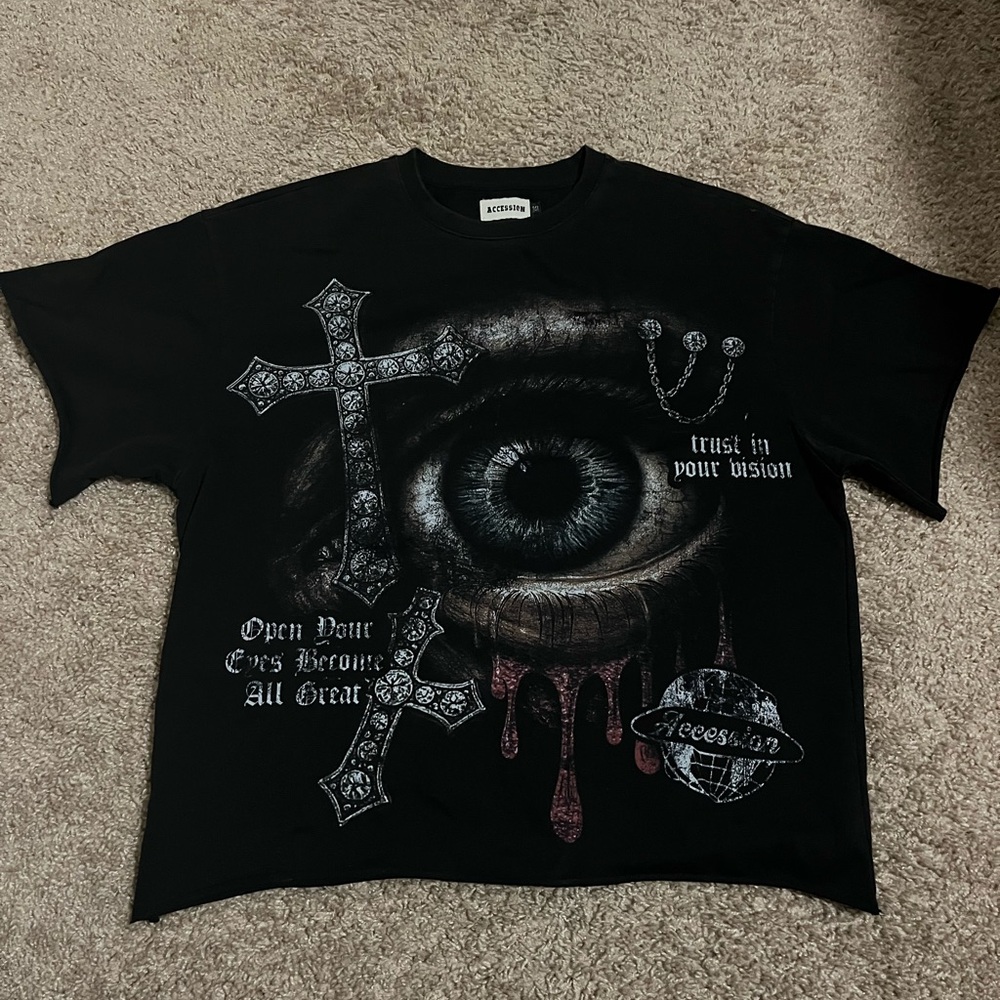 Accessorize Black Graphic Dress Shirt - 'Trust in Your Vision' Eye Print